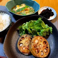 れんこんのはさみ焼きで晩御飯|Mikaさん