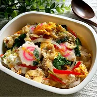 ＊0147. なると入り野菜の卵とじ丼🍥☘️娘ちゃんの高校生弁当🍱＊|＊抹茶＊さん