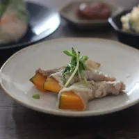 かぼちゃの豚肉巻きレンジ蒸し|ちいさなしあわせキッチンさん