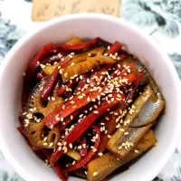 🔷🥕金時人参と蓮根のきんぴら🔷|@きなこさん