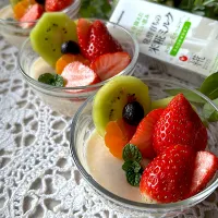 米糀ミルクでフルーツ杏仁豆腐