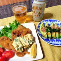 【主菜】牡蠣フライに大葉タルタルのせて|シュビラさん