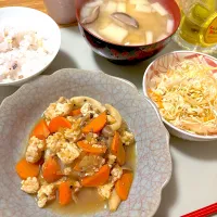 2026/01/13 大根の鶏そぼろあんかけ(風)、椎茸と大根(皮)味噌汁|kykyさん