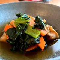 小松菜とお麩の炊いたん|おさかなさん