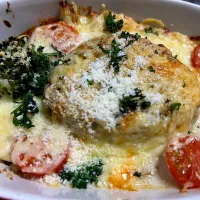 チキングラタンにハンバーグを乗せてみたー|須佐浩幸さん