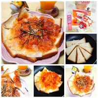 明太もちチーズピザ風トースト|うたかた。さん