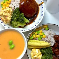 ハンバーグとじゃがいもとにんじんのポタージュ|さとう かおりさん