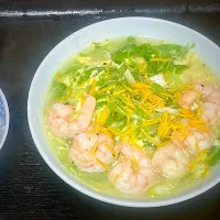 サッポロ一番塩ラーメン　九条ねぎエビ玉柚子