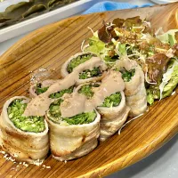 水菜の海苔豚巻き|ぎんさん