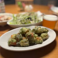 1/16の夕食　竹輪チーズの磯辺揚げ|yoneさん