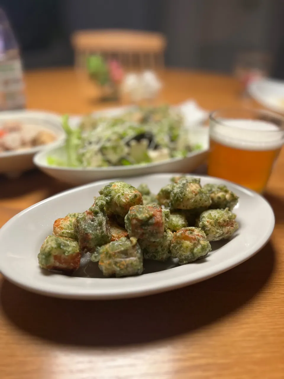 1/16の夕食　竹輪チーズの磯辺揚げ|yoneさん