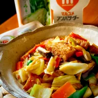 梅キャベツみそダレで常家豆腐風