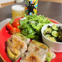 1/17晩酌：豚肉・アボカド・茗荷のライスペーパー包み焼き| ななみんさん