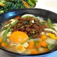 和風ミネストローネうどん刻み焼豚添え|マニラ男さん