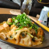 厚揚げｷﾑﾁﾁｰｽﾞ煮|まりおさん