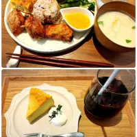 鶏の塩糀唐揚げプレート（lunch dessert drink set） ¥2,900|Blue Moon Caféさん