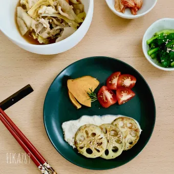 Snapdishの人気料理写真:シャキシャキおいしい レンコンのステーキ