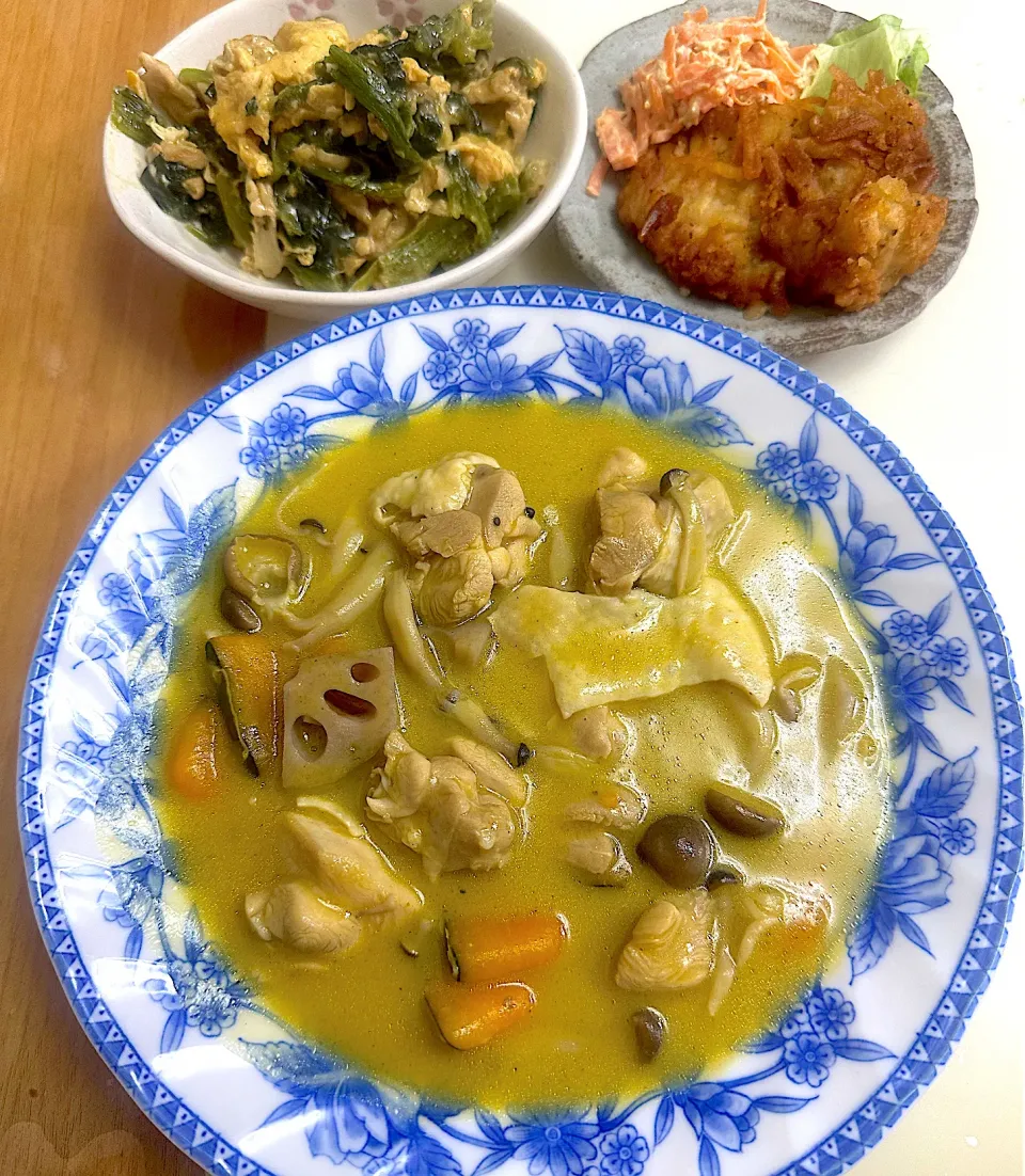 蓮根とかぼちゃのチキンシチュー献立|besさん