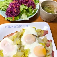 ＊焼豚エッグと紫キャベツマリネで簡単晩ごはん＊|ultramarineさん