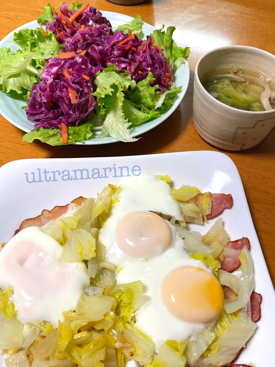 ＊焼豚エッグと紫キャベツマリネで簡単晩ごはん＊|ultramarineさん