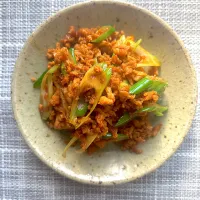 厚揚げと大豆のお肉の炒め