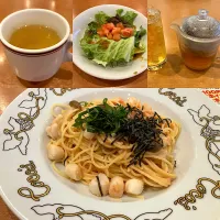 小柱と明太子のパスタランチ|しのぶさん