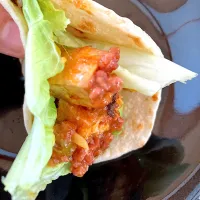 麻婆厚揚げリメイクのチリコンカン風inトルティーヤ|さくたえさん