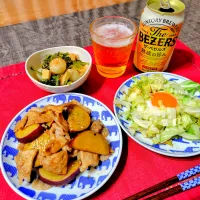 【主菜】サツマイモと豚肉の和風炒め|シュビラさん