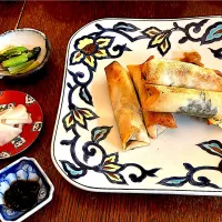 晩ごはん♯チキンチーズ大葉春巻き|小松菜さん