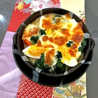 卵とほうれん草のグラタン|プクママさん