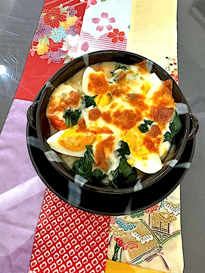 卵とほうれん草のグラタン|プクママさん