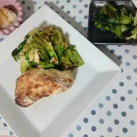 もうかさめのソテーと野菜たち(*｀艸´)