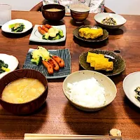 九条ねぎのぬた、玉子焼き、ターサイとツナの和え物|タロッカ主夫見習いさん