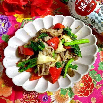 Snapdishの人気料理写真:豚肉と菜の花の粒マス炒め✨