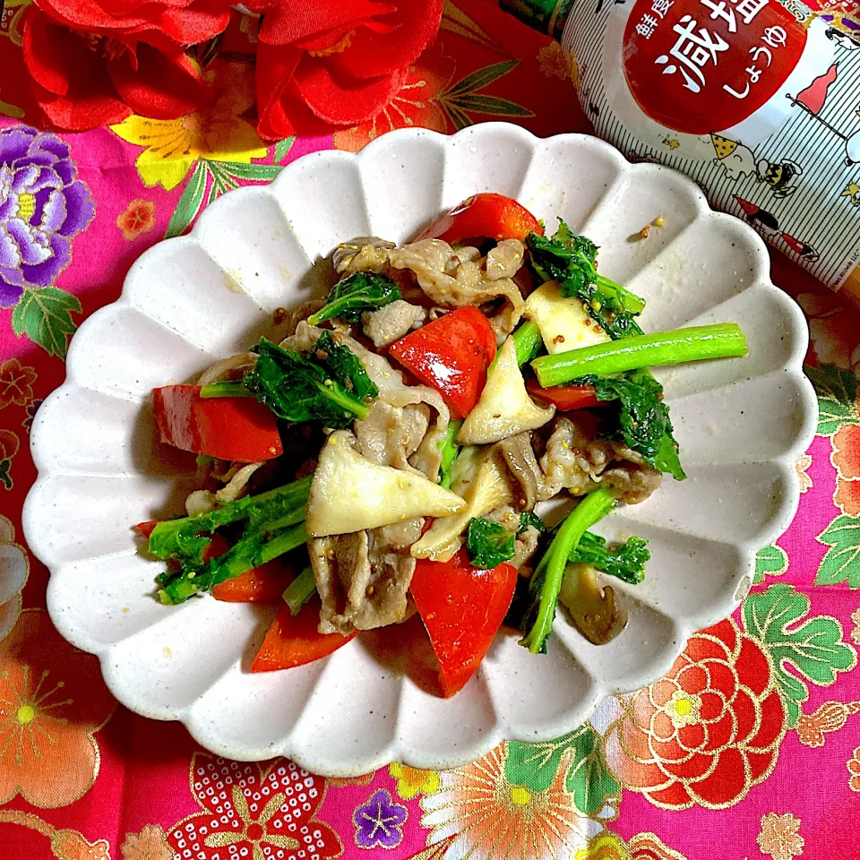 豚肉と菜の花の粒マス炒め✨|ringonamaさん