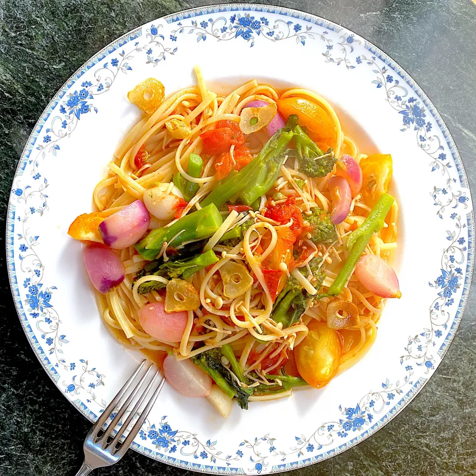 金柑カオルフレッシュトマトソースのベジパスタ〜は朝メシ|shikaさん
