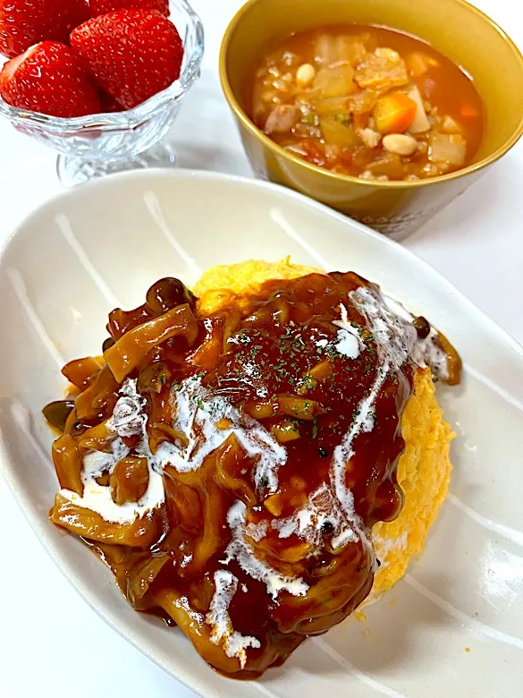 オムライスとミネストローネ|＊みお＊さん