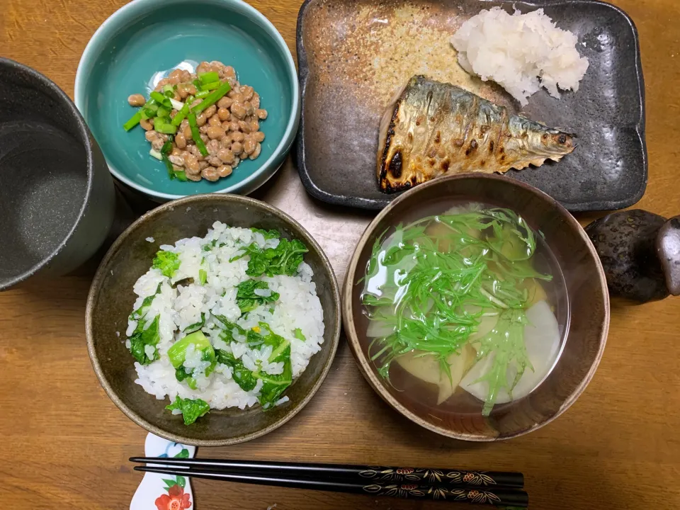 夕食　菜の花混ぜご飯|ATさん