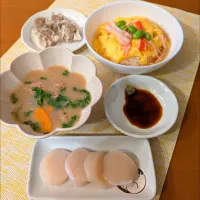 ☆ホタテ貝柱の刺身　☆もつ煮込み　☆焼売　☆天津飯|chikakoさん