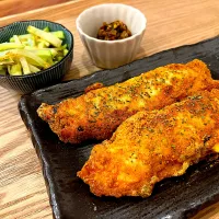 ささみ明太チーズの挟み焼き、ブロッコリーの茎ナムル| こじめろ。さん