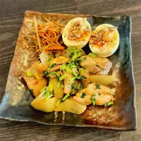 鶏大根のシバボンバター炒め/独活のきんぴら/ウフマヨ| deekay71さん