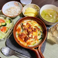 1/22晩ご飯：鮭とほうれん草のグラタン| ななみんさん