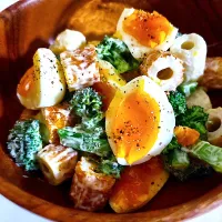 ちくわとブロッコリーとゆで卵のデリ風わさびマヨサラダ|オーロラさん