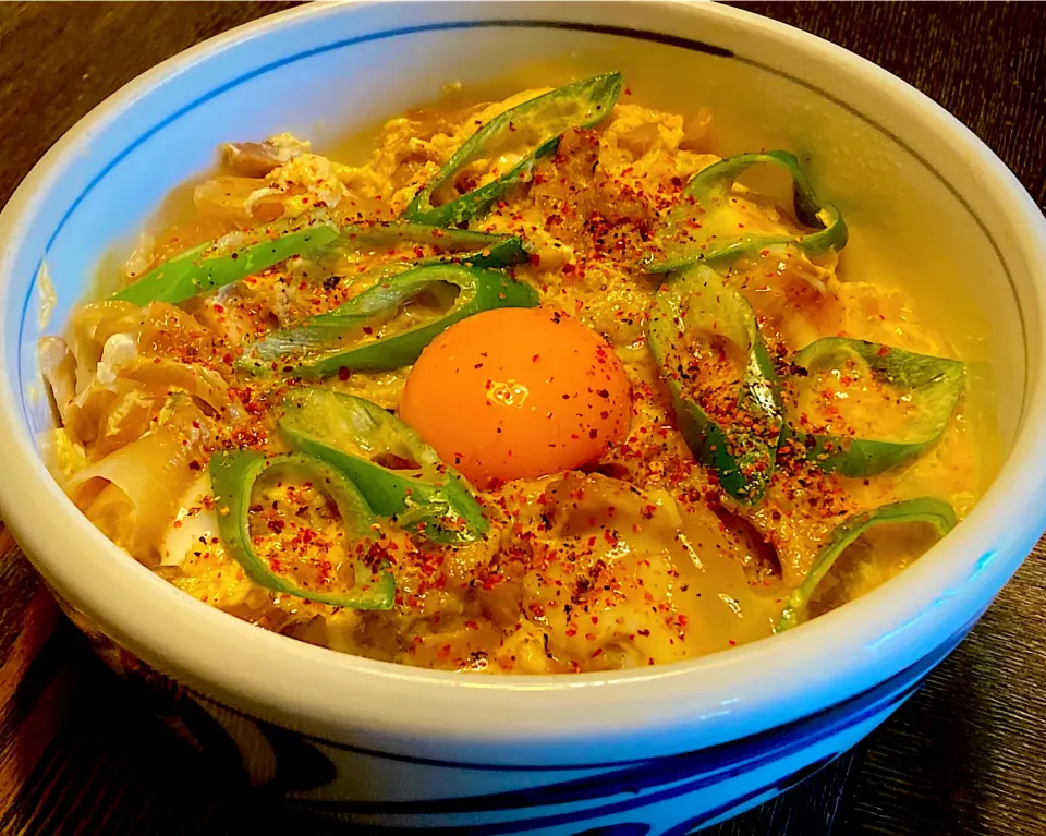 今日の丼好きランチは唐辛子🌶️ふりかけかけて                                                                                「親子丼」|mottoさん