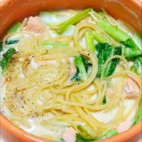 2026 0123　鮭と小松菜のだしクリームパスタ|いもこ。さん