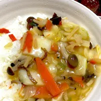 冷凍残り野菜で八宝菜丼、ミートボール|Ayaさん