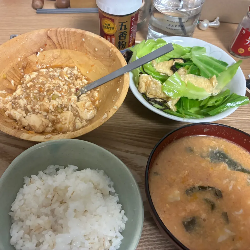 麻婆豆腐ぶちまけてしまったので豆腐が…|みゆさん