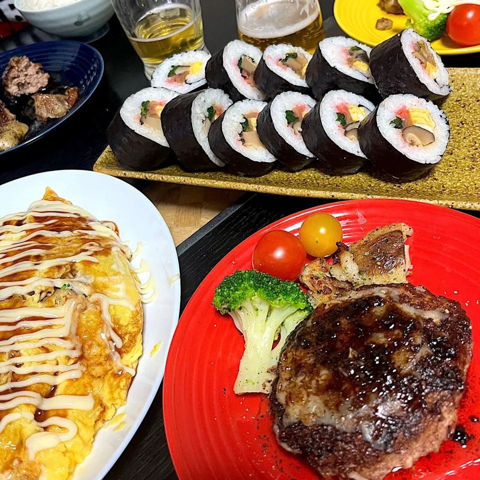 次男作のハンバーグでお出迎え🎶|がおりんさん