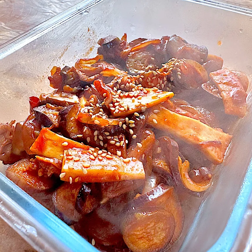 茄子とエリンギのコチュ炒め|くまちゃんさん