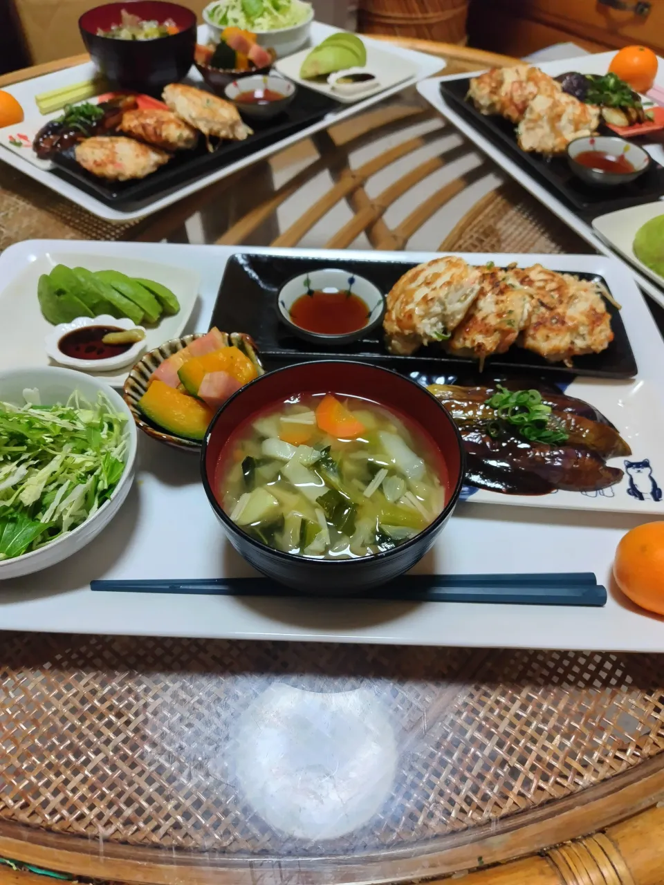 ささみと、もやしと、カニカマとネギつくね定食です✨|rikako♪。.:＊さん